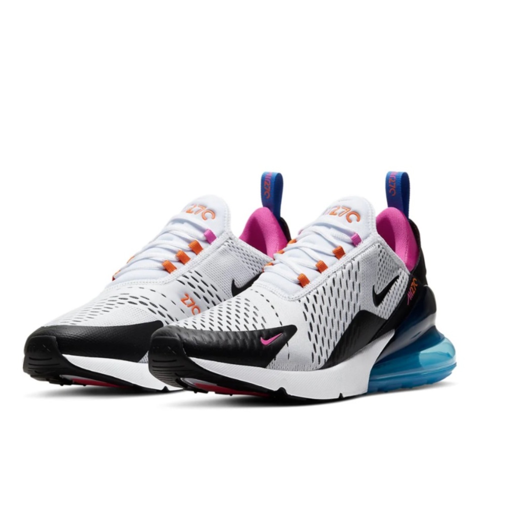 Nike Men's Air Max 270 White Black Pink Blue Sneakers